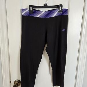 Adidas Black Leggings with Purple Waistband